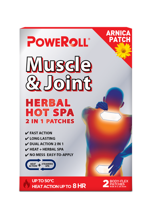 POWEROLL Muscle & Joint Arnica HERBAL HOT SPA 2 IN 1 PATCHES 2PCS #3762